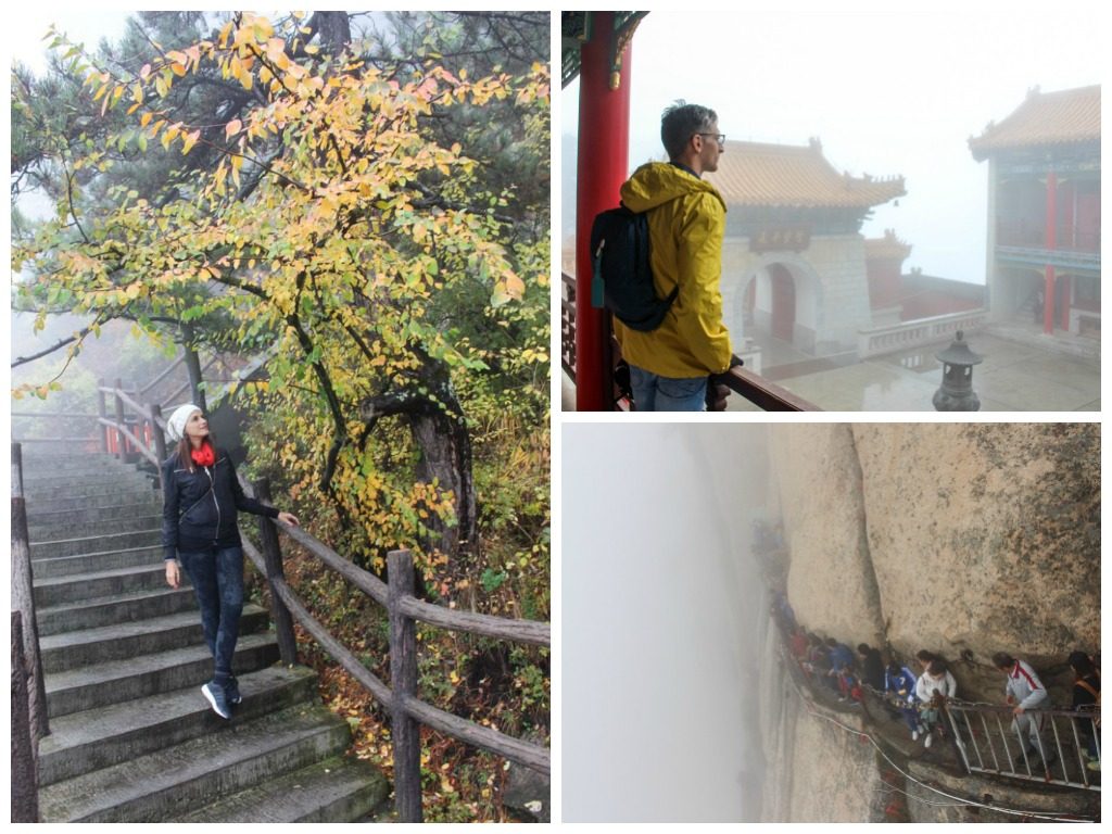 尽管天气多云和寒冷，徒步华山还是很棒的，这是我在中国西安最喜欢做的事情之一。