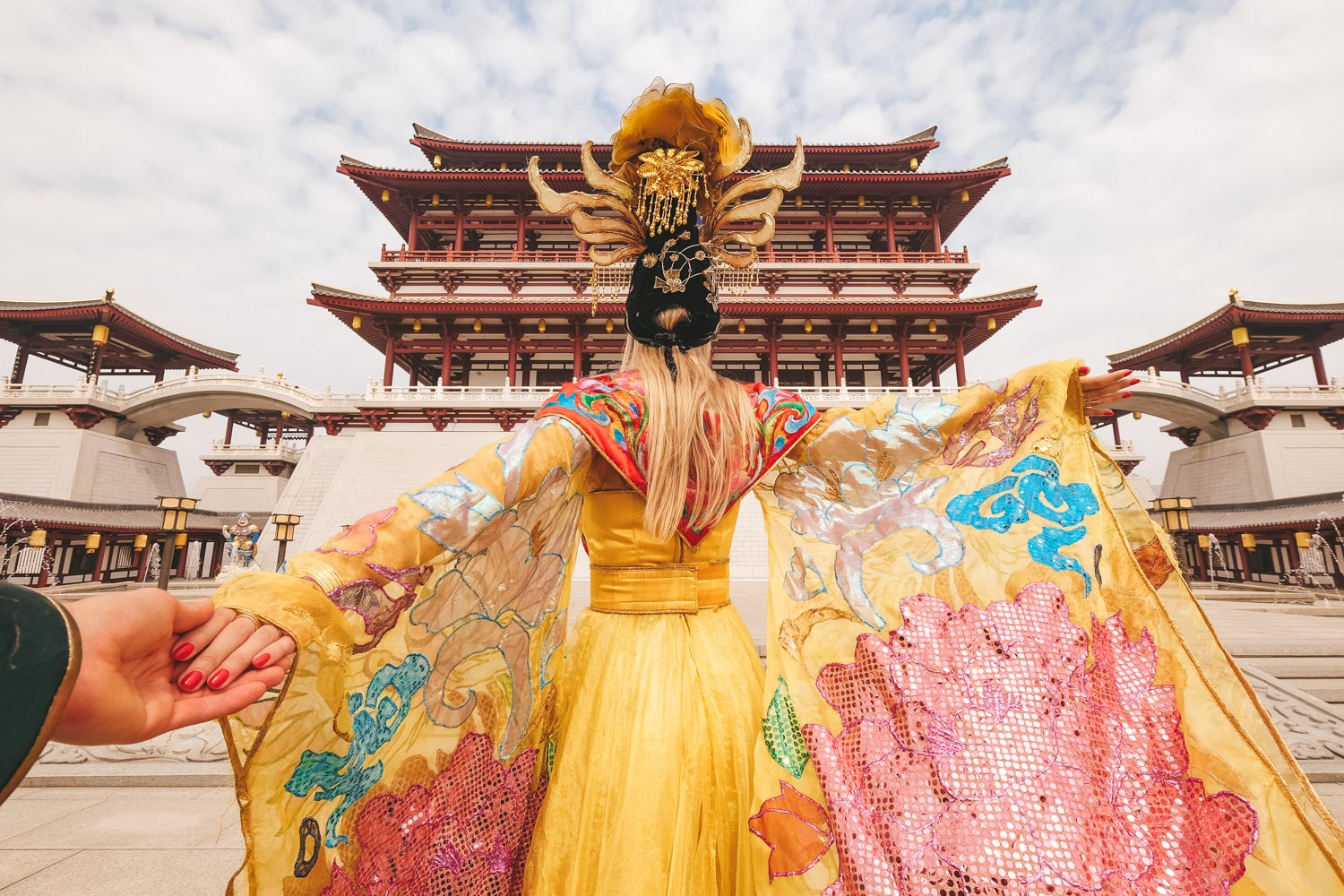 中国陕西的金发女郎